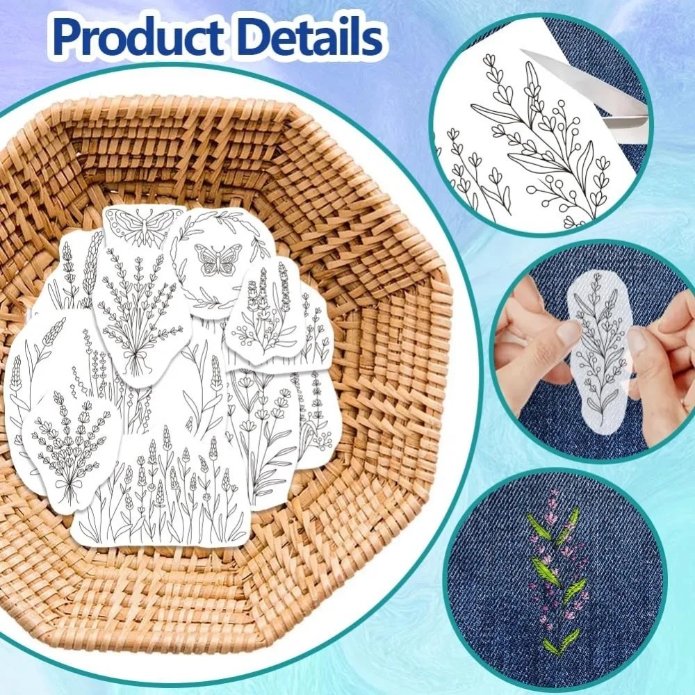 4 листа, цветок лаванды, бабоч – обзор и цена Embroidery Cloth