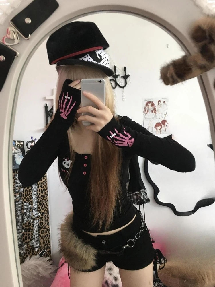 Женская футболка Y2K с винтажн – обзор и цена Embroidery Tshirt